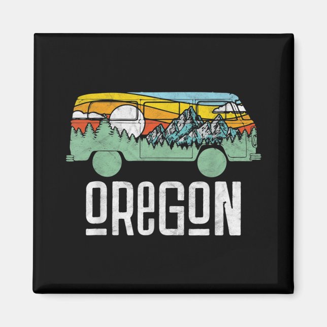 Retro Oregon Outdoor Hippie Van Nature Magnet (Front)