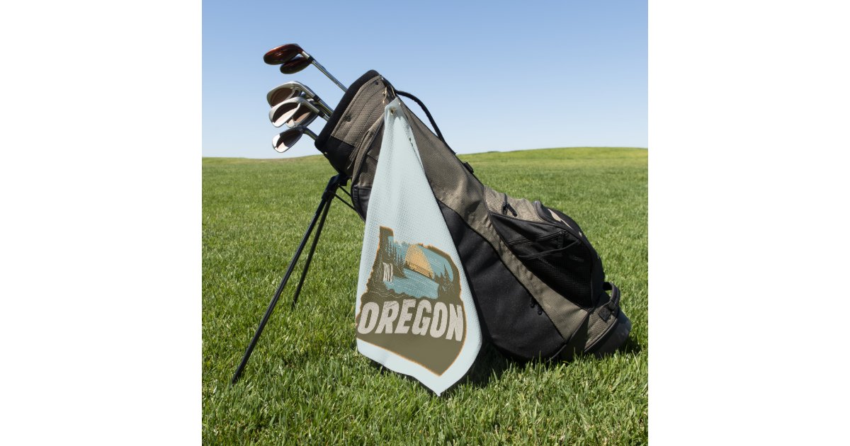 Retro Oregon Silhouette Monogram Golf Towel | Zazzle