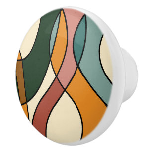 Retro Organic Abstract Cabinet Accent Ceramic Knob