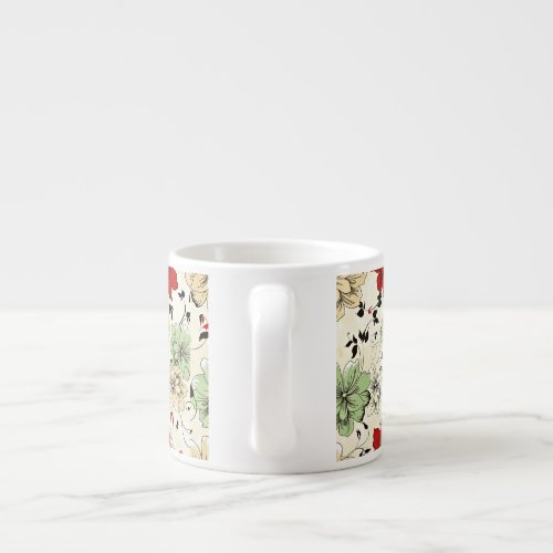 Retro Oriental Flower Pattern Espresso Cup
