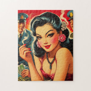 Retro Oriental Girl Jigsaw Puzzle