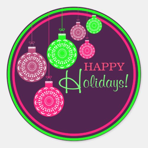 Retro Ornament Happy Holiday Sticker