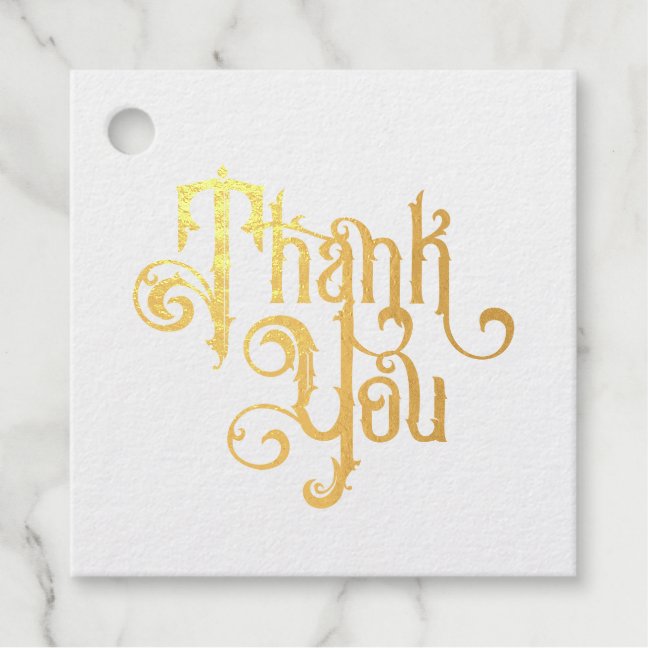 Retro Ornament Horror Black Gothic Thank You Foil Favor Tags