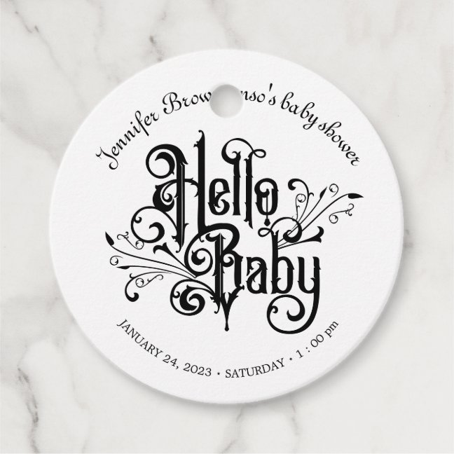 Retro Ornament Horror Gothic Baby Favor Tags