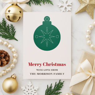 Retro Ornament Merry Christmas Letterpress Card