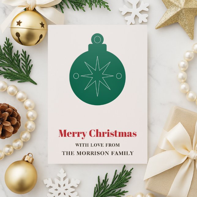 Retro Ornament Merry Christmas Letterpress Card (Creator Uploaded)