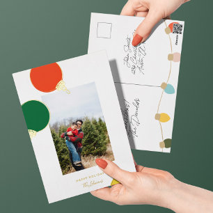 Retro Ornaments Christmas Photo Gold Foil Foil Holiday Postcard