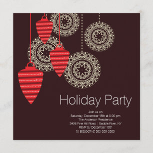 Retro Ornaments Holiday Party Invitations
