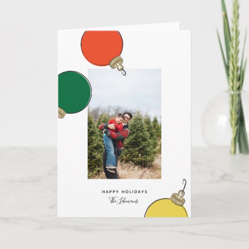 Retro Ornaments Holiday Photo Card