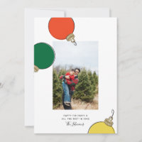 Retro Ornaments Holiday Photo Card