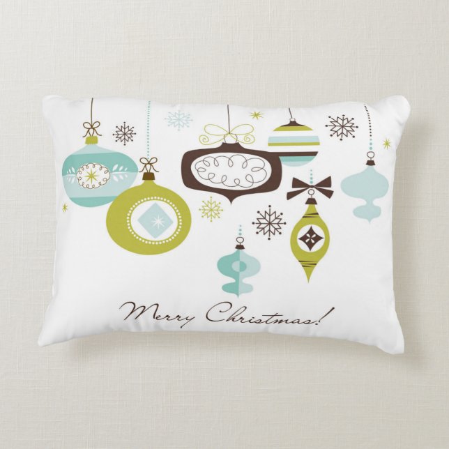 Retro Ornaments, Merry Christmas Decorative Pillow (Back)