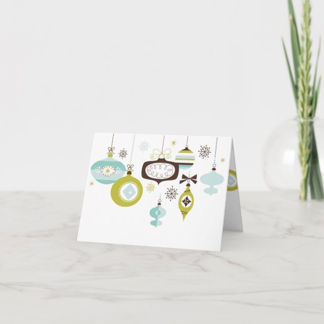 Retro Ornaments, Merry Christmas Holiday Card (Front)