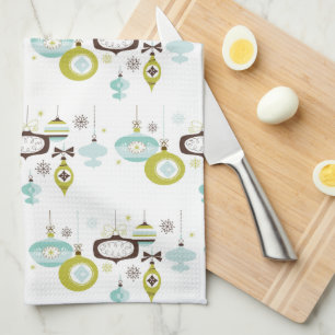 Retro Ornaments,  Mid Century kitchen Towel