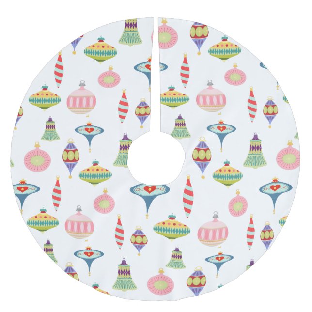 Retro Ornaments | Mid Century Modern  Brushed Poly Brushed Polyester Tree Skirt (Front)