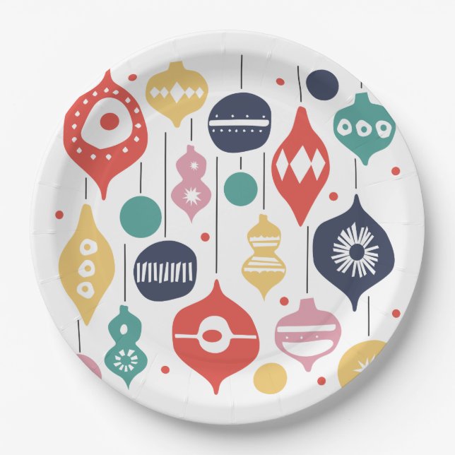 Retro Ornaments Paper Plates (Front)
