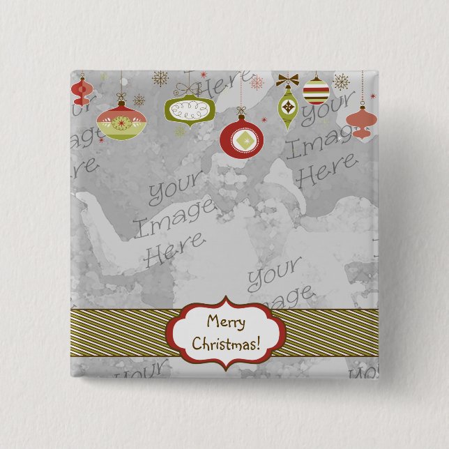 Retro Ornaments Photo Frame Template Pinback Button (Front)