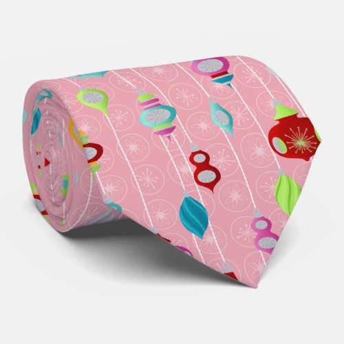 Retro Ornaments Pink Christmas Neck Tie