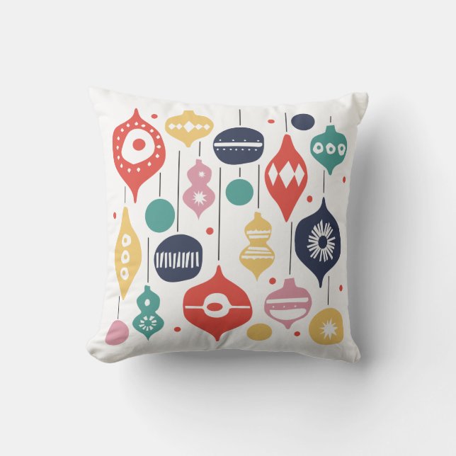 Retro Ornaments Throw Pillow (Front)