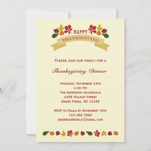 Retro Ornate Thanksgiving Dinner Invitation