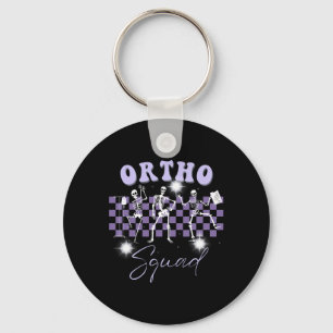 Retro Ortho Squad Dancing Skeleton Orthopedic Nurs Keychain