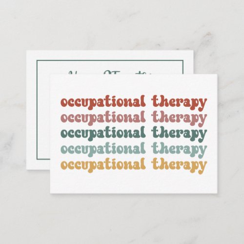 Retro OT Occupational Therapy OT School Student Note Card
