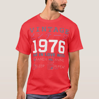 Retro Otaku Kanji Vintage 1976 Birthday Ramen Anim T-Shirt