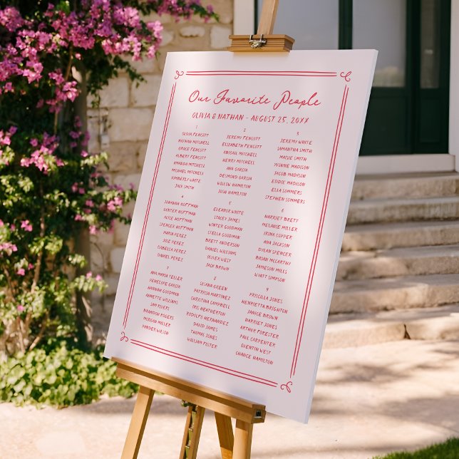 Retro Our Favorite People Wedding Seating Chart Foam Board (Creator Uploaded)