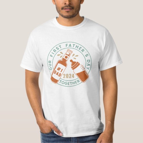 Retro our first fathers day beer milk bottle T_Shirt