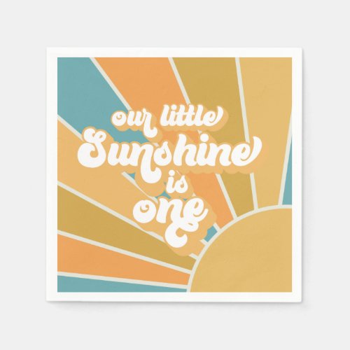 Retro Our Little Sunshine Boy First Birthday Napkins