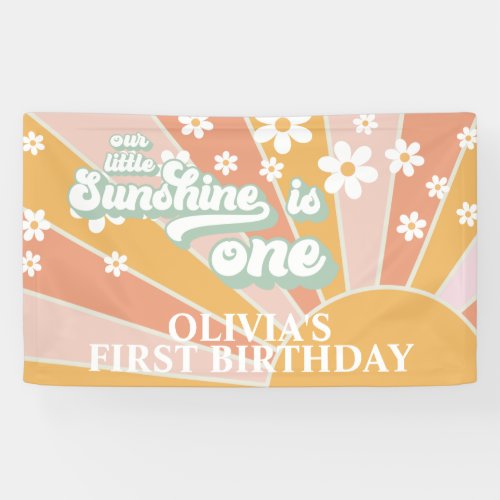Retro Our Little Sunshine Daisy Birthday Banner