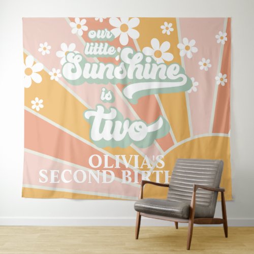 Retro Our Little Sunshine Daisy Birthday Banner Ta Tapestry