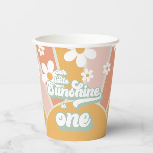 Retro Our Little Sunshine Daisy Birthday Paper Cups