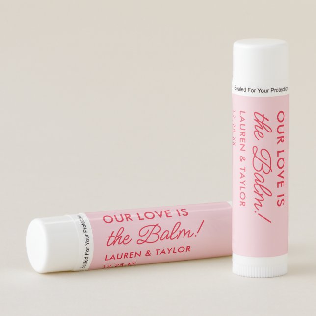 Retro Our Love Is The Balm Personalized Wedding  Lip Balm (Front)