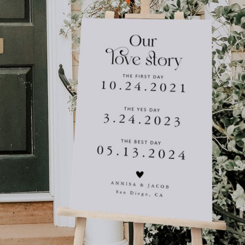 Retro Our Love Story Heart Timeline Wedding Foam Board