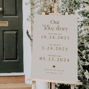 Retro Our Love Story Timeline Wedding Sandy Beige Foam Board