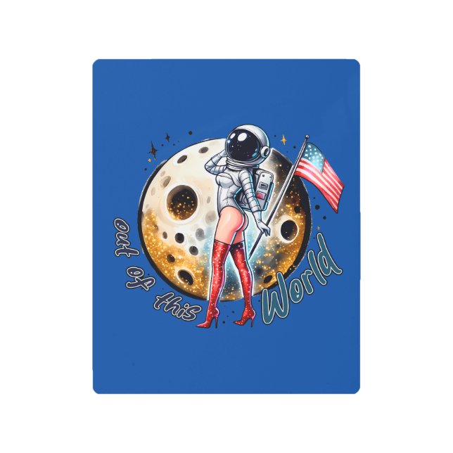 Retro Out Of This World Pin-up Metal Print (Front)