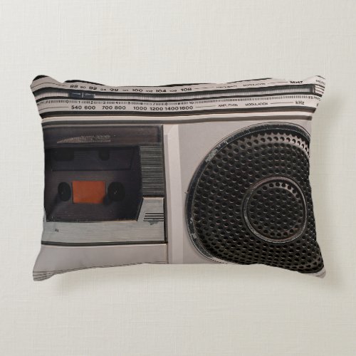 Retro outdated portable stereo radio cassette reco accent pillow