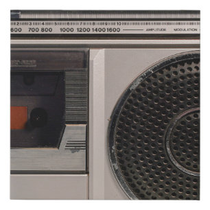 Retro outdated portable stereo radio cassette reco faux canvas print