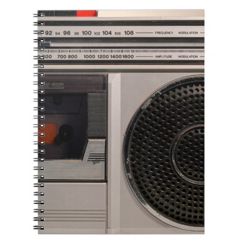 Retro outdated portable stereo radio cassette reco notebook