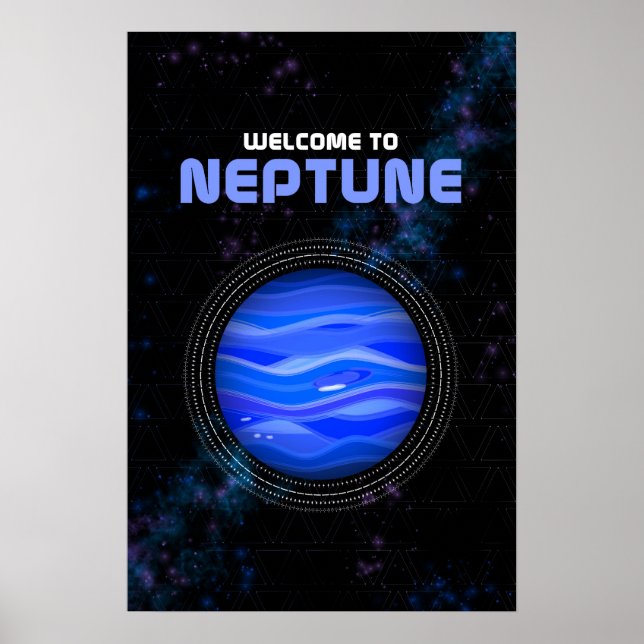 Retro Outer Space Art with Planet Neptune   Poster (Front)