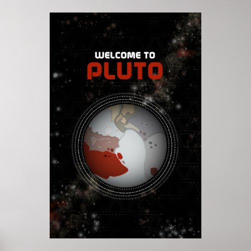 Retro Outer Space Art with Planet Pluto  Poster
