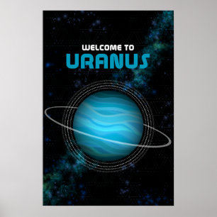 Retro Outer Space Art with the Planet Uranus Poster