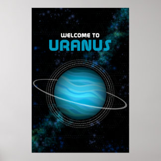 Retro Outer Space Art with the Planet Uranus Poster