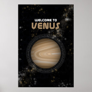 Retro Outer Space Art with the Planet Venus Poster