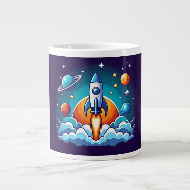 Retro, outer space rocket giant coffee mug (Front)