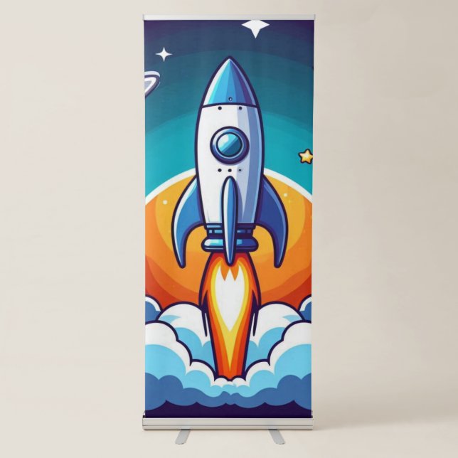 Retro, outer space rocket retractable banner (Front)