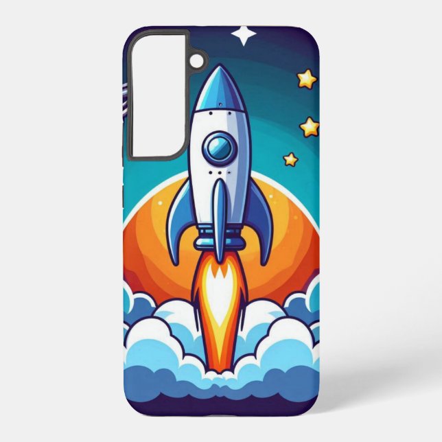 Retro, outer space rocket samsung galaxy case (Back)