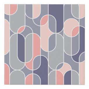 Retro Oval Geometric 70s Pattern Faux Canvas Print
