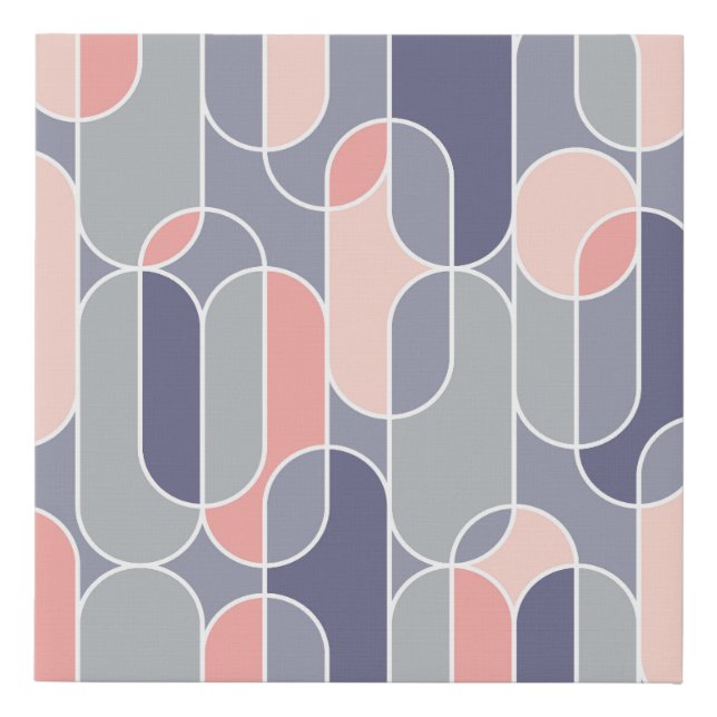 Retro Oval Geometric 70s Pattern Faux Canvas Print (Front)