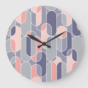 Retro Oval Geometric 70s Pattern Large Clock
